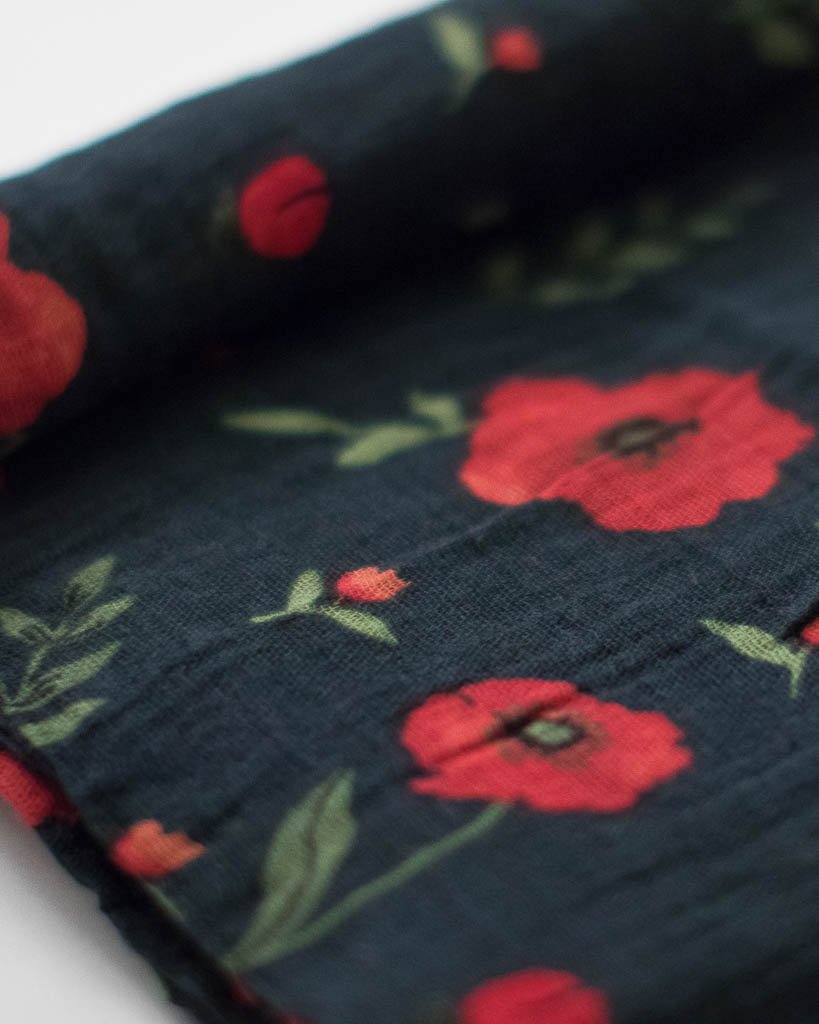 Little Unicorn - Cotton Muslin Baby Swaddle - Dark Summer Poppy
