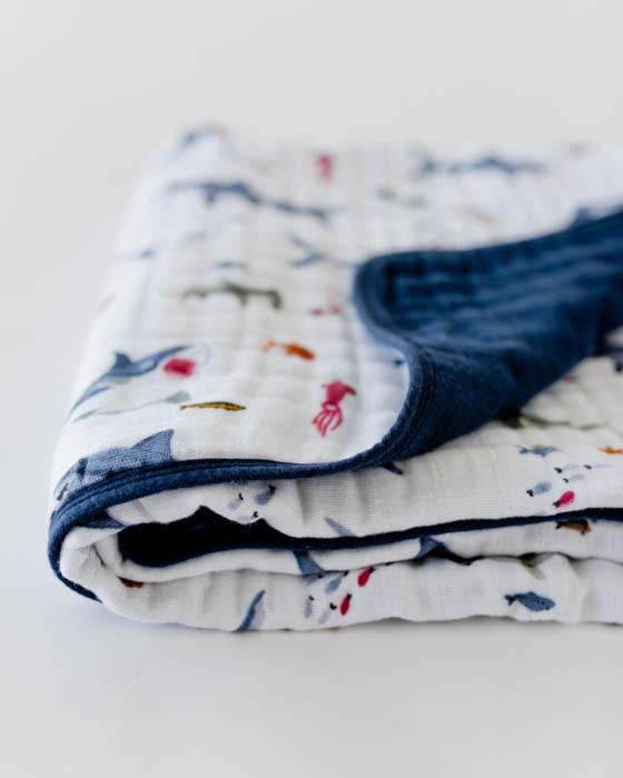 Little Unicorn Muslin Blanket Shark Carry Them Close