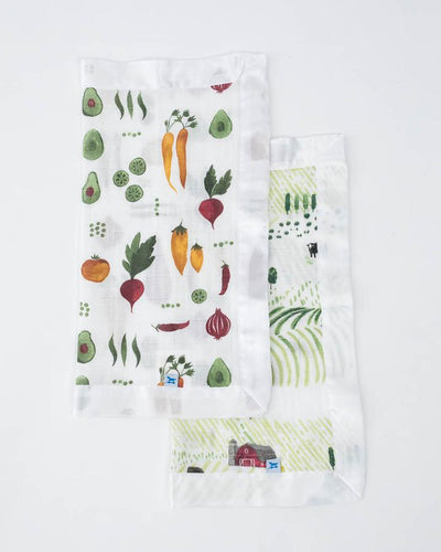 Little Unicorn - Muslin Security Blankets Comforter - Rolling Hills + Farmers Market (set of 2)