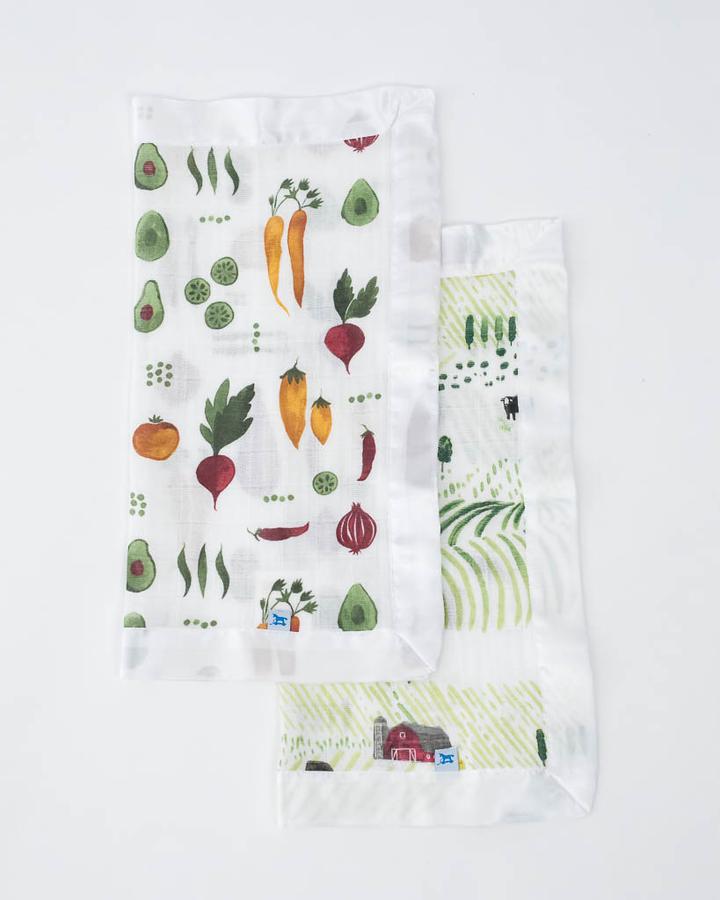 Little Unicorn - Muslin Security Blankets Comforter - Rolling Hills + Farmers Market (set of 2)