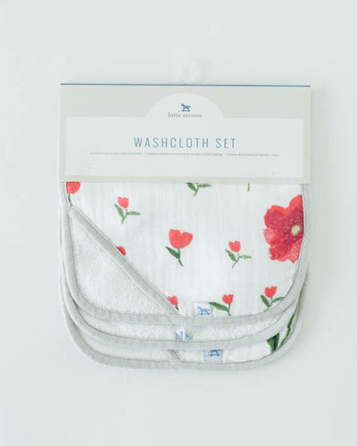 Little Unicorn - Wash Cloth Set (3pk) - Summer Poppy
