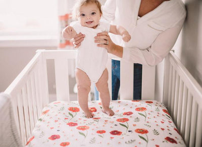 Little Unicorn - Cotton Muslin Cot Sheet - Summer Poppy