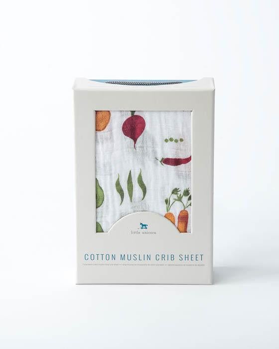 Little Unicorn - Cotton Muslin Cot Sheet - Farmers Market