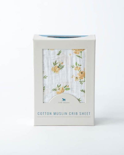 Little Unicorn - Cotton Muslin Cot Sheet - Yellow Rose