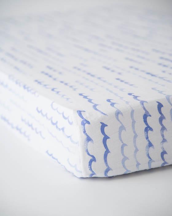 Little Unicorn - Cotton Muslin Cot Sheet - High Tide