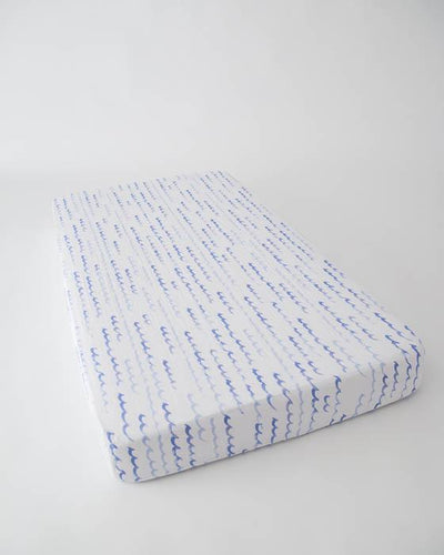 Little Unicorn - Cotton Muslin Cot Sheet - High Tide