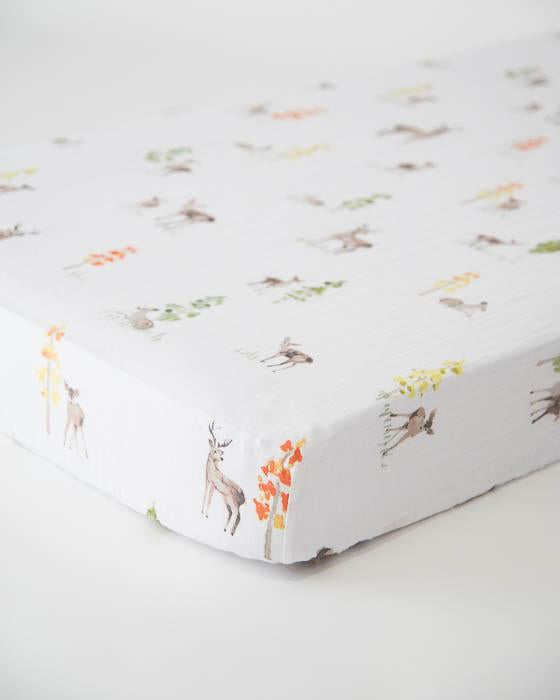 Little Unicorn - Cotton Muslin Cot Sheet - Oh Deer