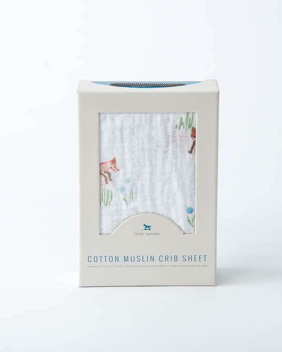 Little Unicorn - Cotton Muslin Cot Sheet - Fox