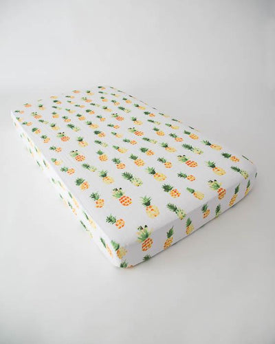 Little Unicorn - Cotton Muslin Cot Sheet - Pineapple