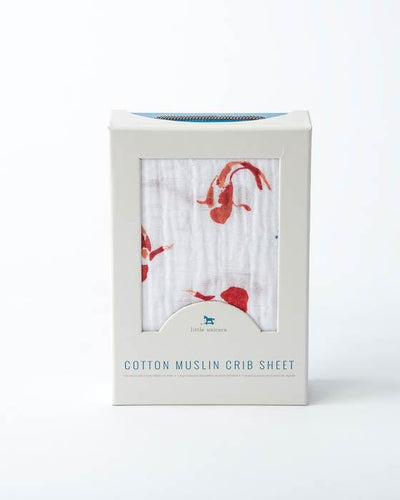 Little Unicorn - Cotton Muslin Cot Sheet - Fish Pond
