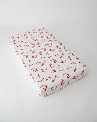 Little Unicorn - Cotton Muslin Cot Sheet - Fish Pond