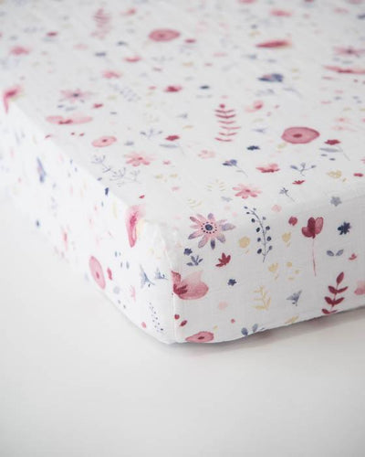 Little Unicorn - Cotton Muslin Cot Sheet - Fairy Garden