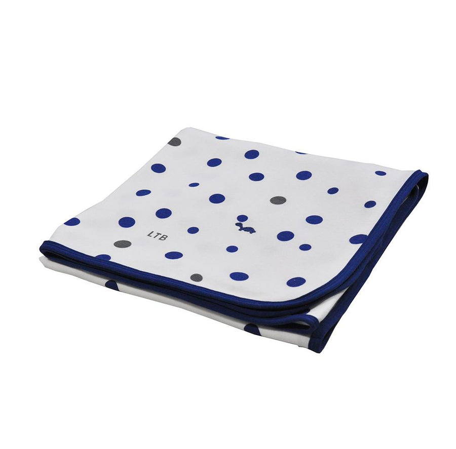 Little Turtle Baby - Stretch Jersey Swaddle - Navy Blue and Grey Spots