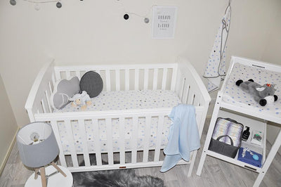 Little Turtle Baby - Changing Pad Cover - Pale Blue & Grey Spots