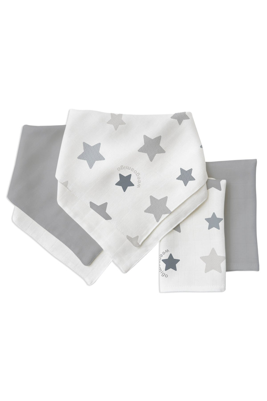 The Little Linen Company - Bamboo Bib & Washer (Multi Pack) - Stars Grey