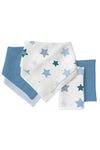 The Little Linen Company - Bamboo Bib & Washer (Multi Pack) - Stars Blue