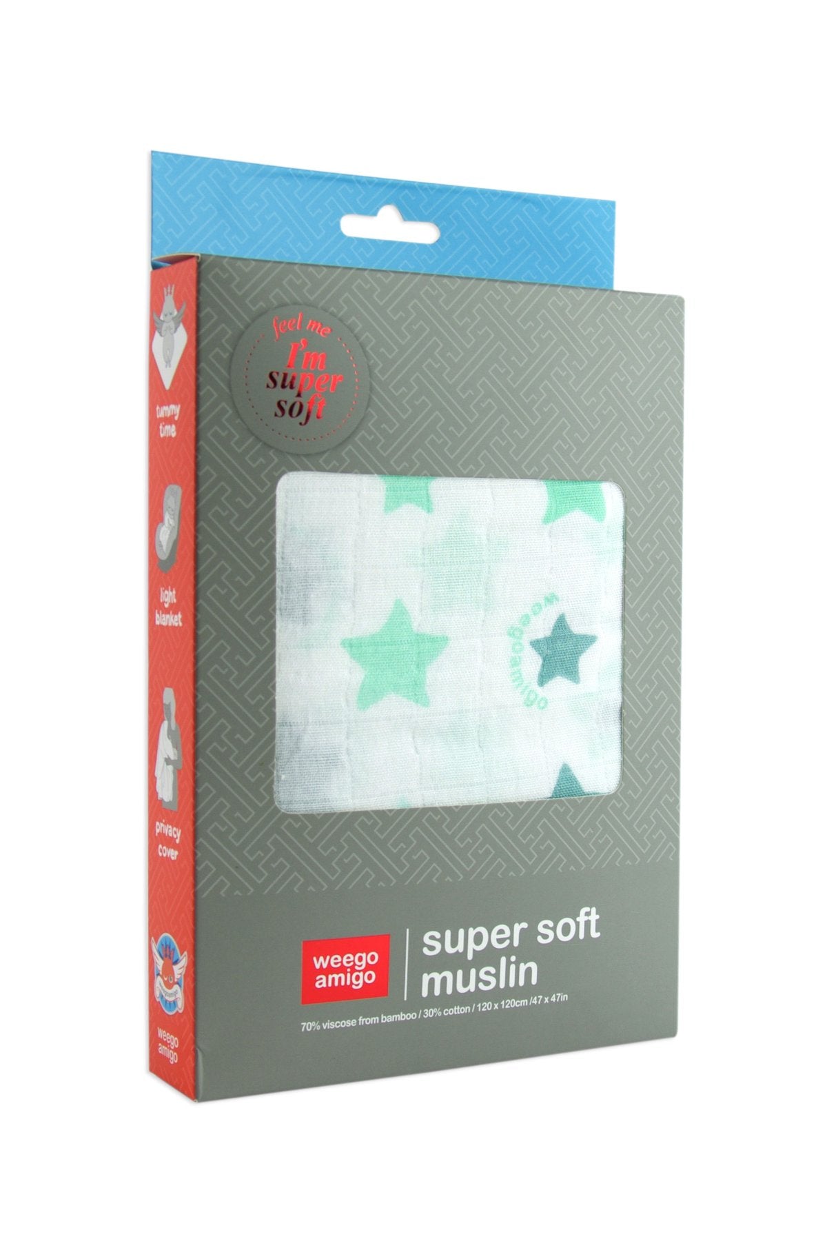 Weegoamigo - Bamboo Swaddle Wraps - Stars Mint