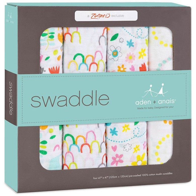 Aden and Anais - Classic Swaddles Zutano - Fairground (4 Pack) - swaddle - Aden and Anais - Afterpay - Zippay Carry Them Close