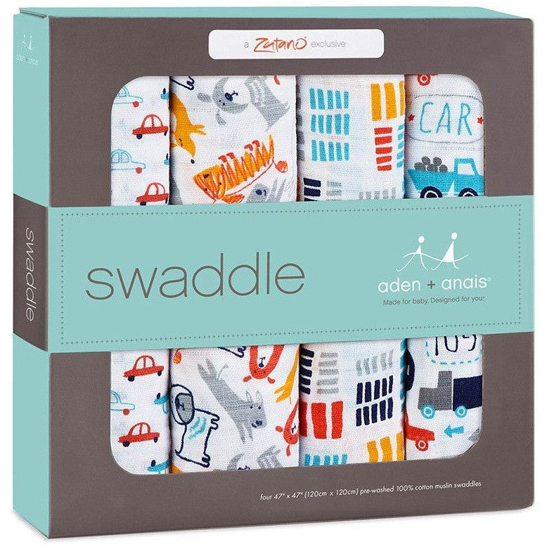 Aden and Anais - Classic Swaddles Zutano - Pup In Tow (4 Pack) - swaddle - Aden and Anais - Afterpay - Zippay Carry Them Close