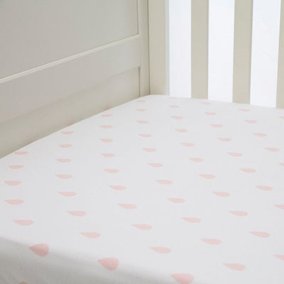 Lil Fraser - Cot Sheet Fitted 1 Piece - (Pink Raindrops) - Bedding - L'il Fraser - Afterpay - Zippay Carry Them Close