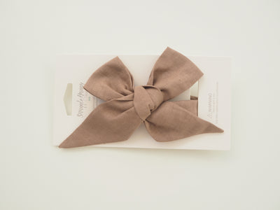 Snuggle Hunny Kids - Linen Bow Pre-Tied Headband Wrap - Chocolate