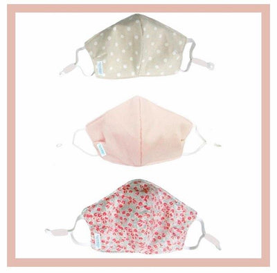 Alimrose - Face Mask - 3 layer Cotton Linen - White Spot (Adult)
