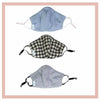 Alimrose - Face Mask - 3 layer Cotton Linen - Black Check (Adult)