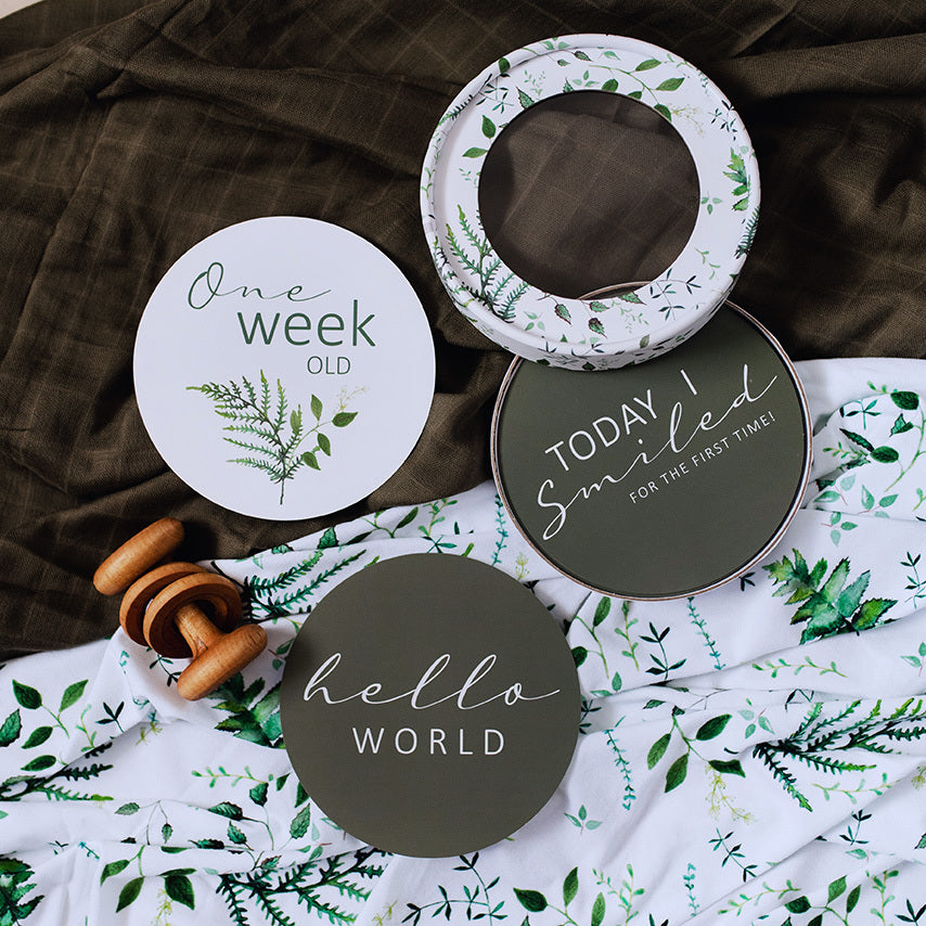 Snuggle Hunny Kids - Milestone Cards - Enchanted & Olive Reversible