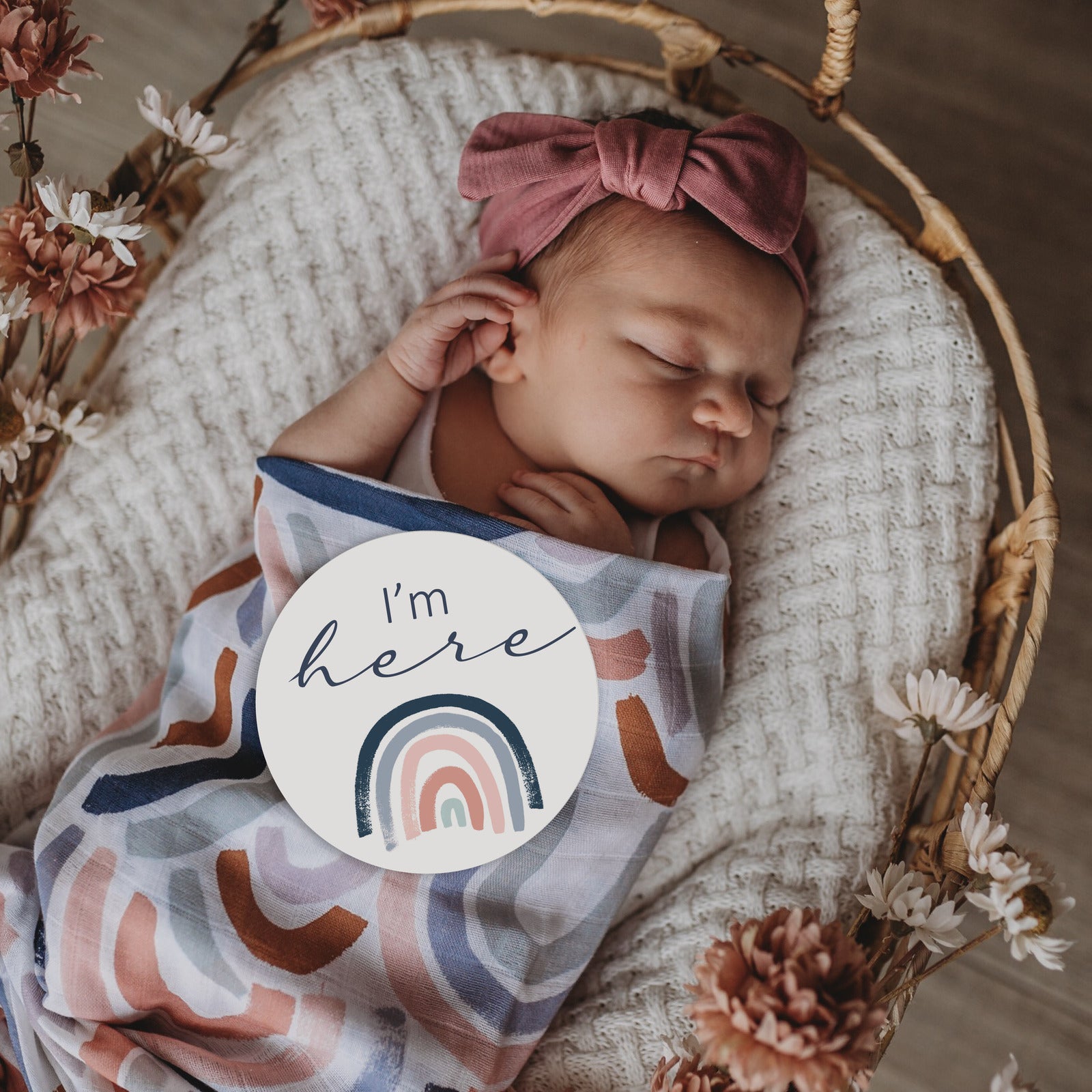 Snuggle Hunny Kids - Milestone Cards - Rainbow Baby & Sage Reversible