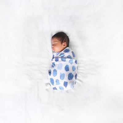 Snuggle Hunny Kids - Jersey Baby Wrap Swaddle & Beanie (Set) - Ocean Skies