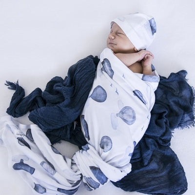 Snuggle Hunny Kids - Jersey Baby Wrap Swaddle & Beanie (Set) - Cloud Chaser