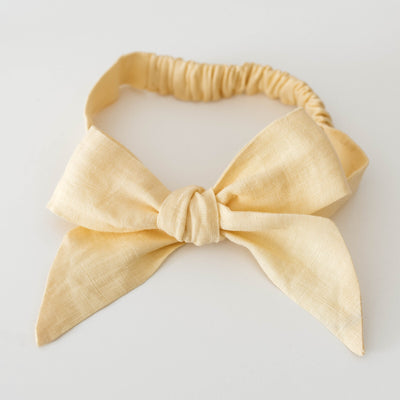 Snuggle Hunny Kids - Linen Bow Pre-Tied Headband Wrap - Lemon