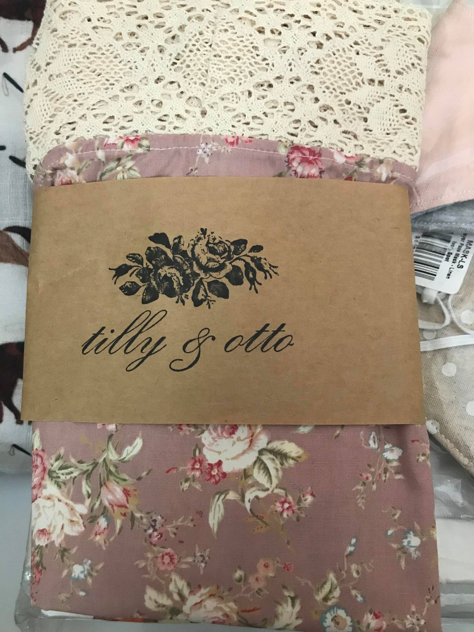 Tilly and Otto - Couture lace swaddle wrap - Dusty Pink floral