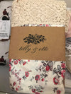 Tilly and Otto - Couture lace swaddle wrap - cream & maroon floral