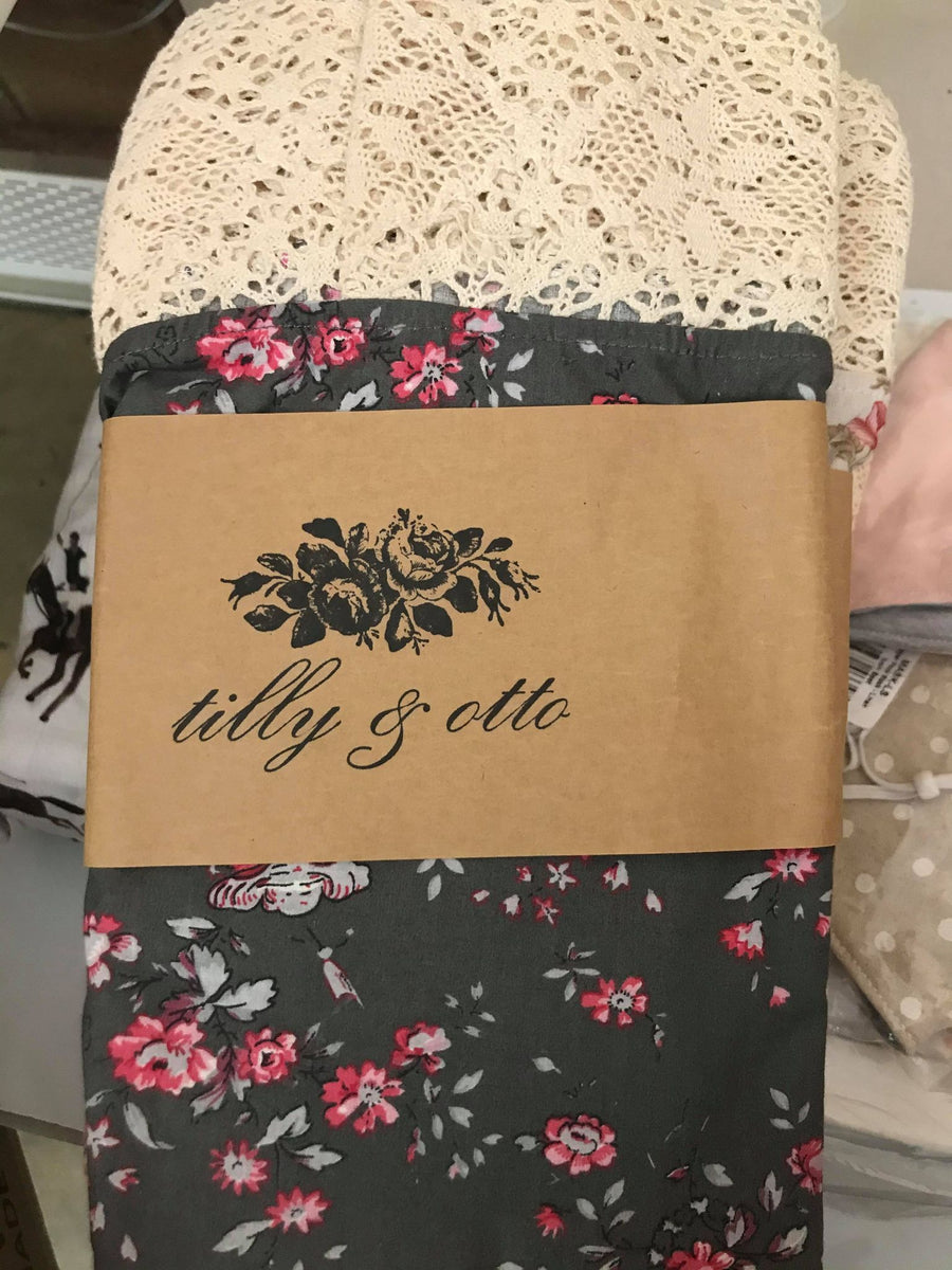 Tilly and Otto - Couture lace swaddle wrap - Grey floral