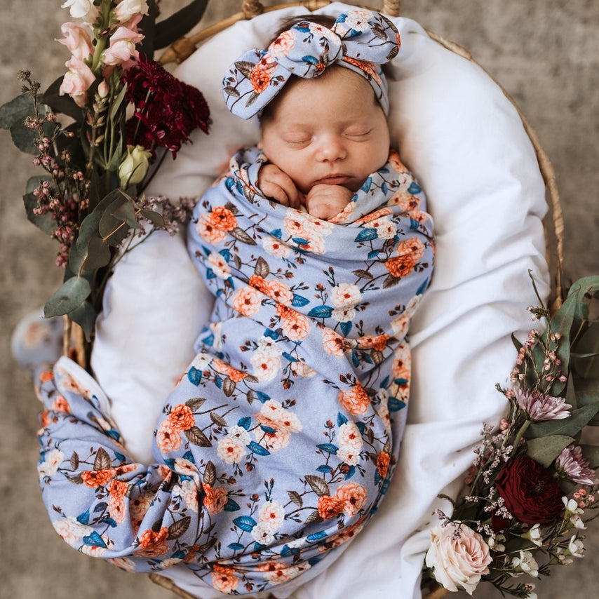 Floral Jersey Wrap Swaddle Snuggle Hunny Kids Jersey Baby Wrap