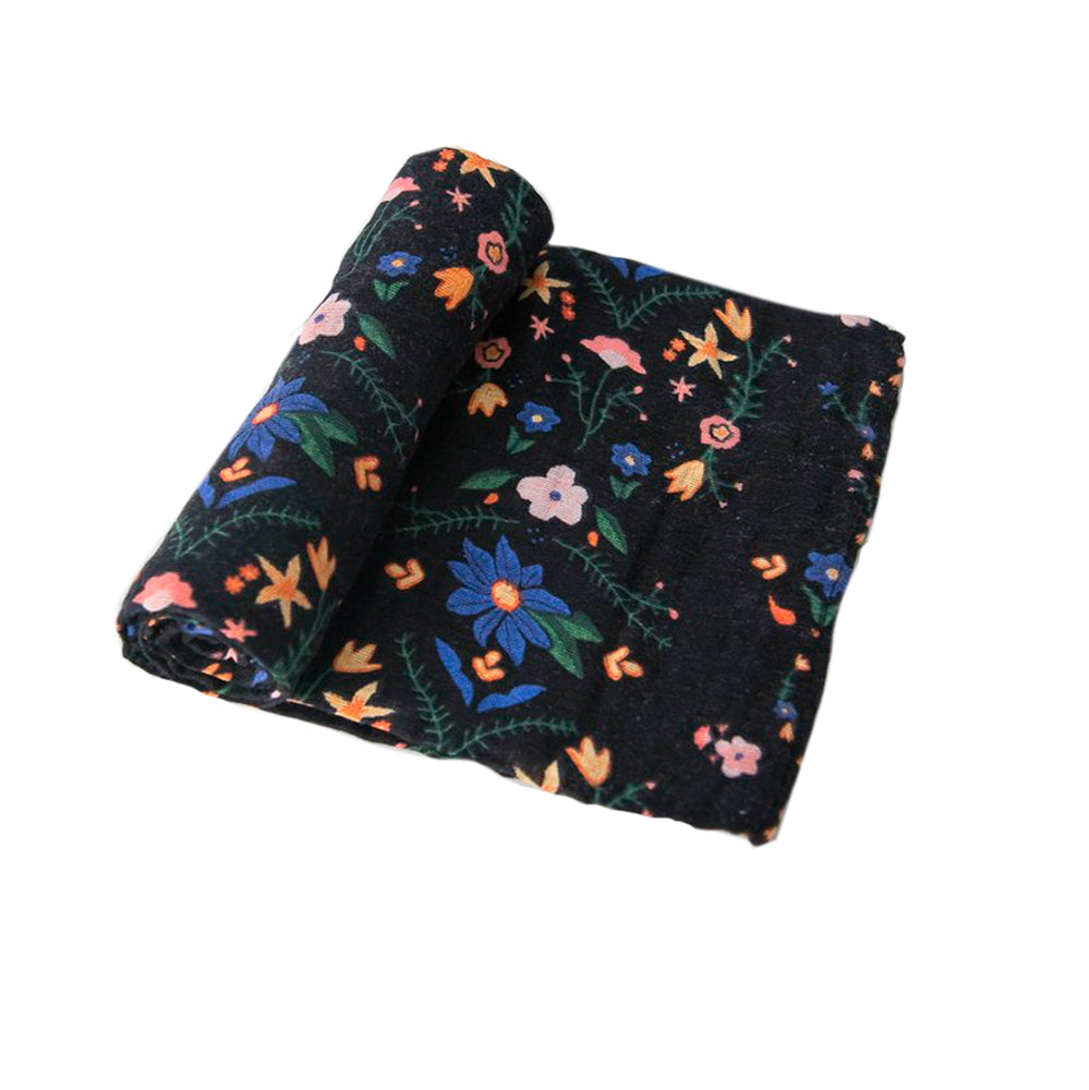 Little Unicorn - Cotton Muslin Baby Swaddle - Floral Stitch