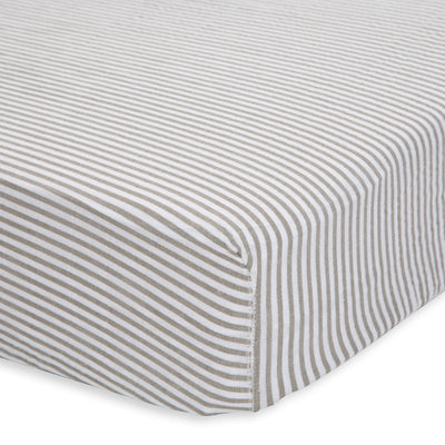 Little Unicorn - Cotton Muslin Cot Sheet - Grey Stripe