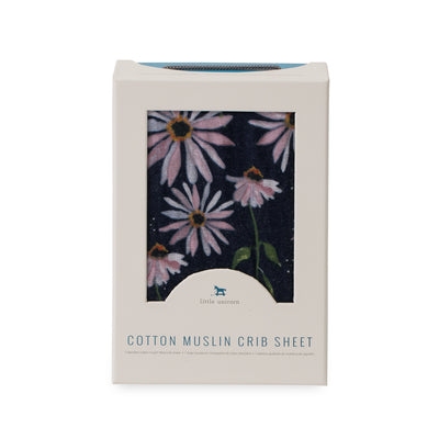 Little Unicorn - Cotton Muslin Cot Sheet - Dark Coneflower