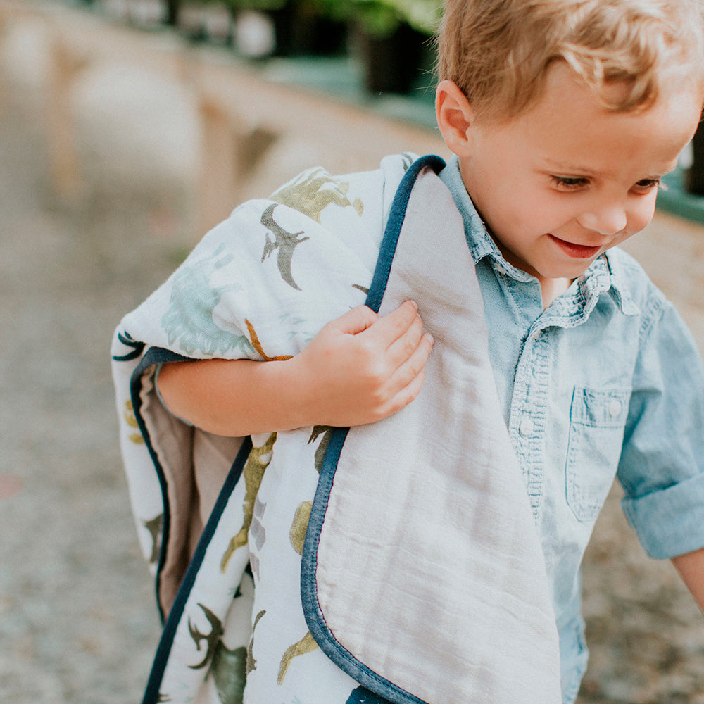 Little Unicorn - Muslin Quilt Blanket - Dino Friends - Carry Them Close