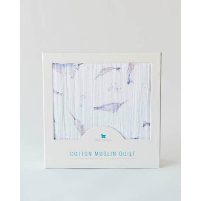 Little Unicorn - Muslin Quilt Blanket - Narwhal