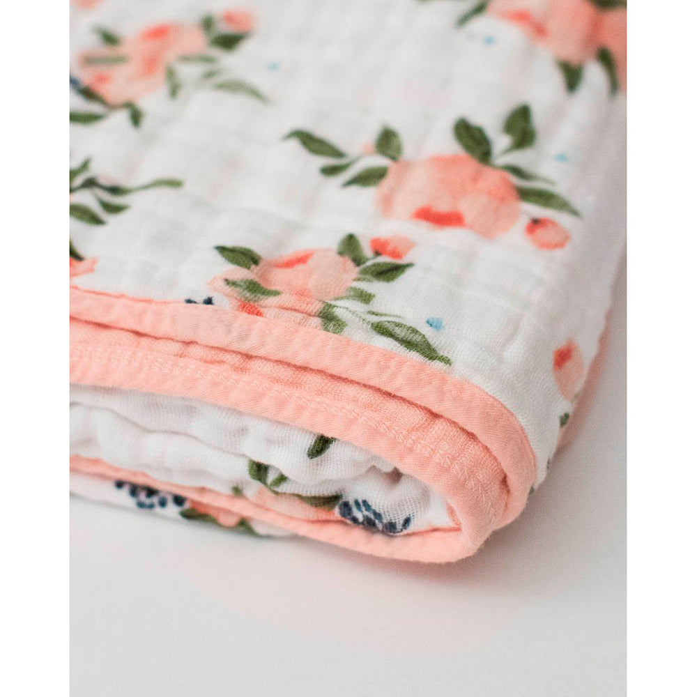 Little Unicorn - Muslin Quilt Blanket - Watercolour Roses