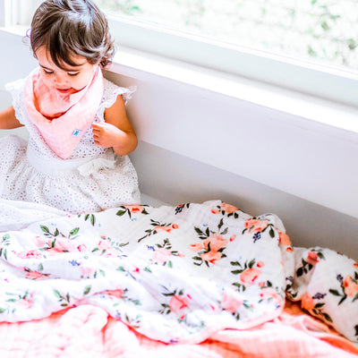 Little Unicorn - Muslin Quilt Blanket - Watercolour Roses