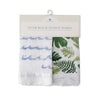Little Unicorn - Muslin Security Blankets Comforter - High Tide & Tropical Leaf (set of 2)