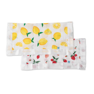 Little Unicorn - Muslin Security Blankets Comforter - Lemon & Strawberry (set of 2)