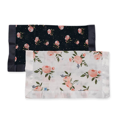 Little Unicorn - Muslin Security Blankets Comforter - Watercolour & Midnight Roses (set of 2)