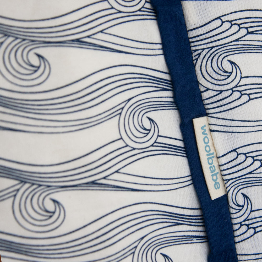 Woolbabe - Wool Winter Sleep Suit - Midnight Waves
