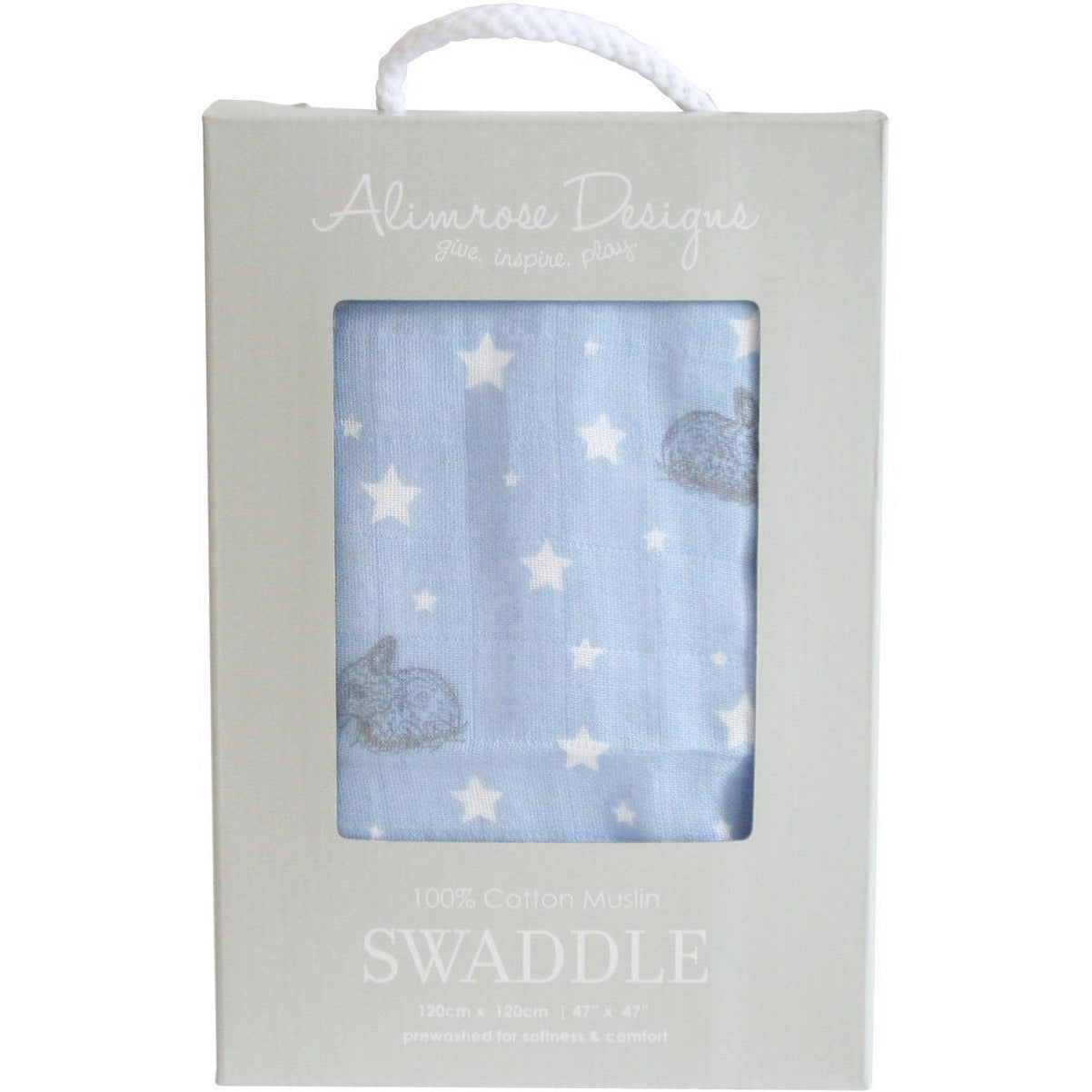 Alimrose Muslin Swaddle - Bunnies & Stars Blue - Swaddle - Alimrose - Afterpay - Zippay Carry Them Close