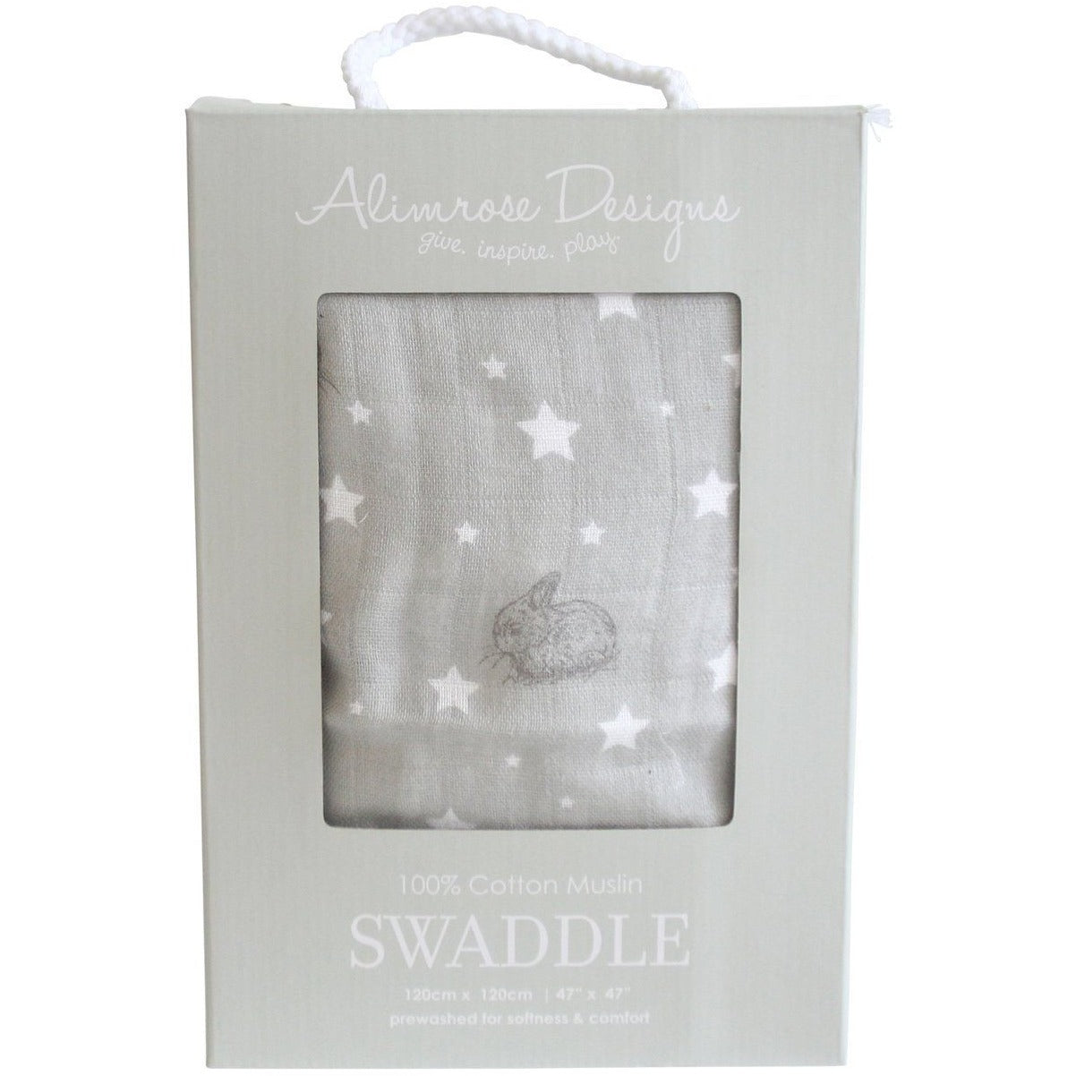 Alimrose Muslin Swaddle - Bunnies & Stars Grey - Swaddle - Alimrose - Afterpay - Zippay Carry Them Close