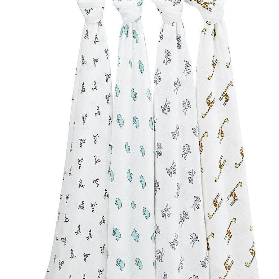 Aden and Anais - Classic Swaddles - Jungle Jam (4 Pack) - swaddle - Aden and Anais - Afterpay - Zippay Carry Them Close